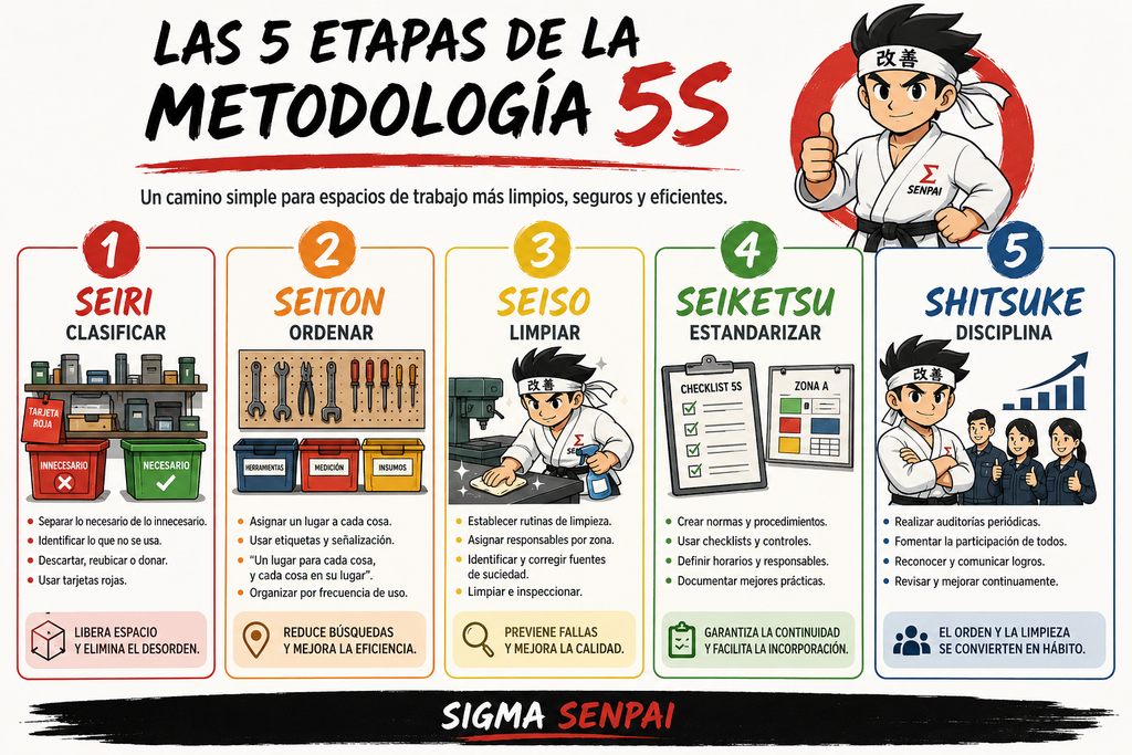 Etapas de las 5S, etapa 5s, etapas metodología 5S